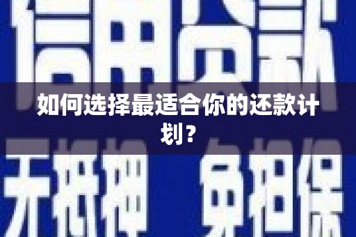 浈江如何选择最适合你的还款计划？