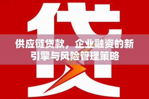 浈江供应链贷款，企业融资的新引擎与风险管理策略
