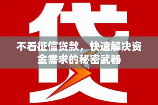 浈江不看征信贷款，快速解决资金需求的秘密武器