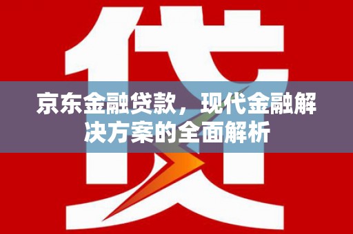浈江京东金融贷款，现代金融解决方案的全面解析