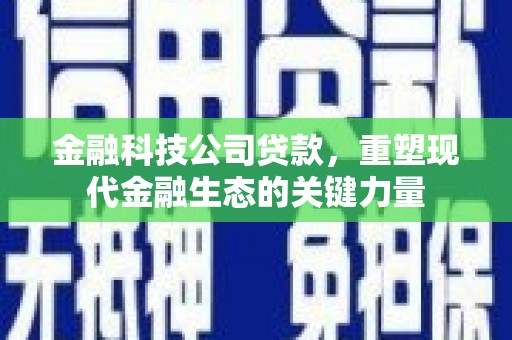 浈江金融科技公司贷款，重塑现代金融生态的关键力量